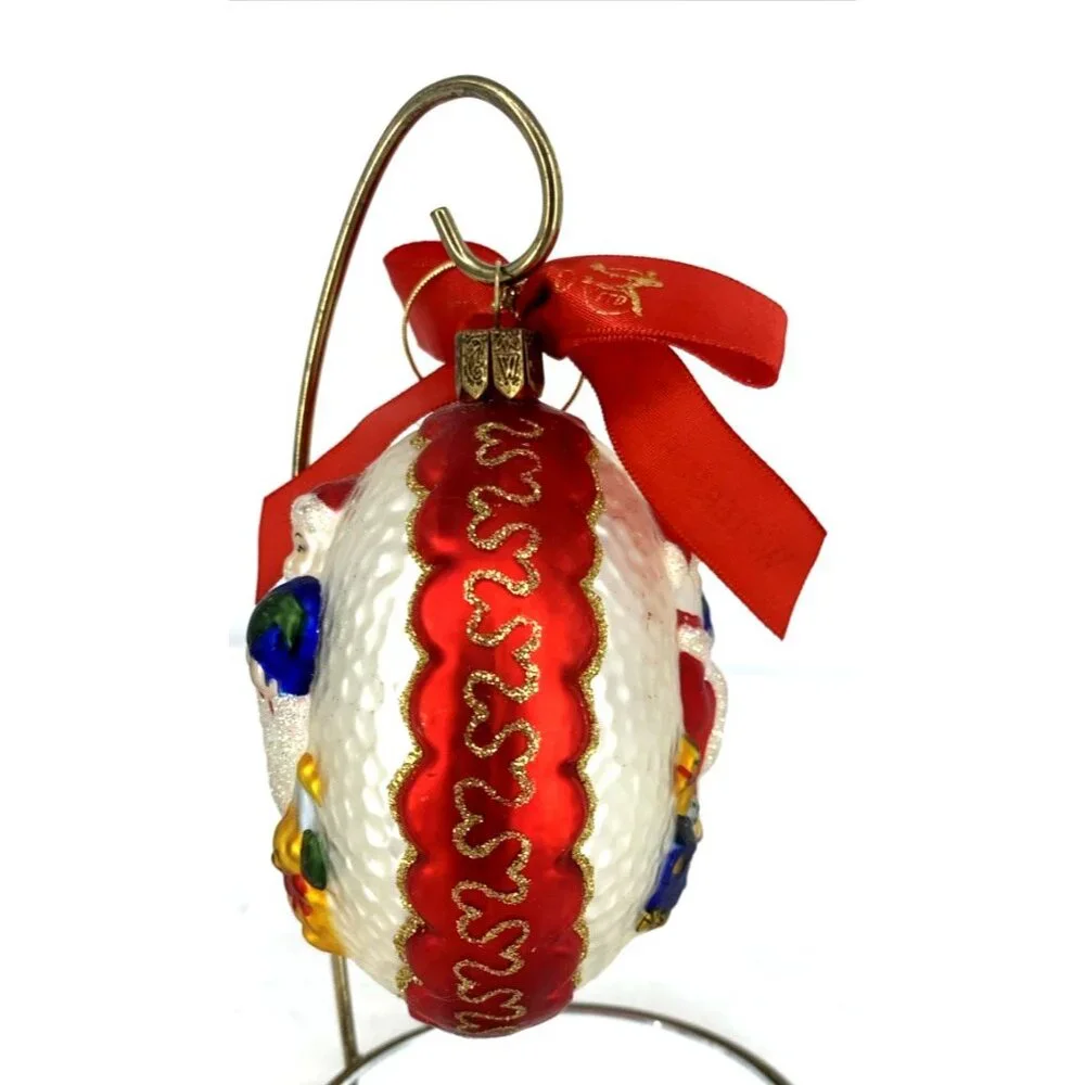 Waterford Christmas Ornament Santa Holding Globe Earth Toys Blown Glass 4